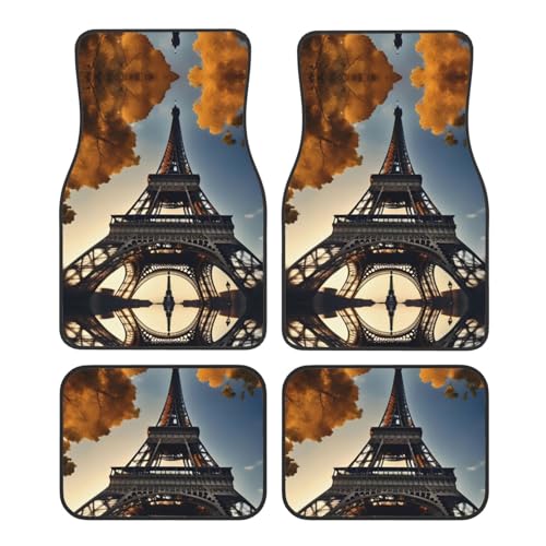Tapis de voiture Tour Eiffel pour berline et SUV - Lot complet de 4 protections universelles