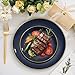 bUCLA 150PCS Blue and Gold Plastic Plates - 25 Guests Navy Blue Plastic Dinnerware Disposable for Party and Passover - Include 25 Dinner/Dessert Plates, 25 Knives, 25 Forks, 25 Spoons, 25 Cups