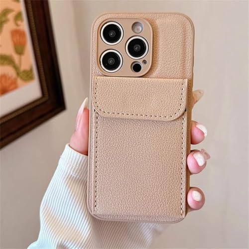 Étui de téléphone avec porte-cartes pour iPhone 15 Pro Max en silicone kaki