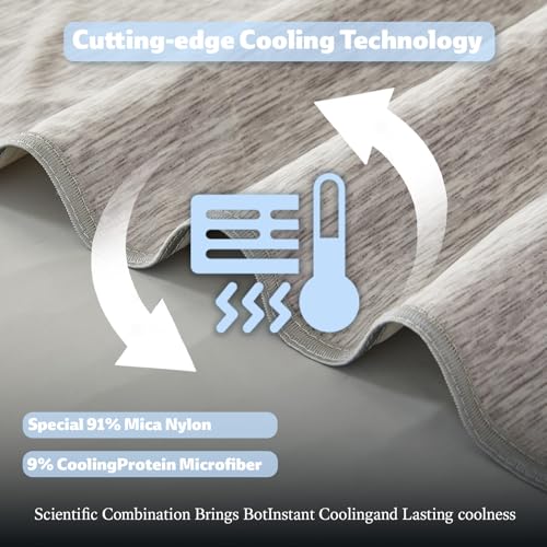 Image of Cooling Blanket Queen Size, 90 inchx90 inch Cooling Blankets for Hot Sleepers, Cold Blanket Thin Lightweight Breathable Soft for Couch Bed, Lightweight Blanket Keep Cool for Night Sweats