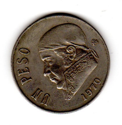 Mexico Un Peso (1 Peso) 1970 Copper Nickel Coin.