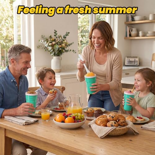 Image of Jumbo Slushie Maker Cup with Lid, DIY Slushy Cup, Slush and Shake Maker with Freezer Core for Quick Frozen Homemade Single-Serving Slushie, Fruit Smoothies