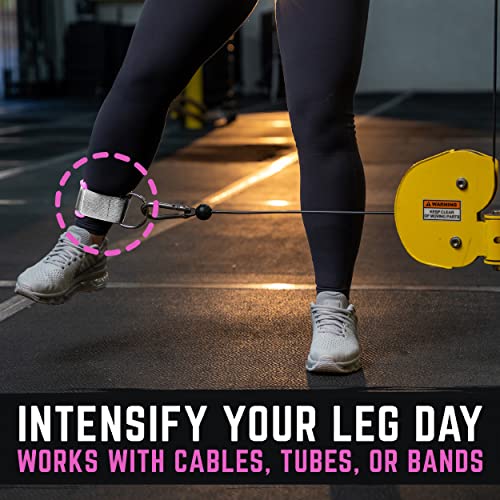 Gradient Fitness Ankle Straps (2 Pack) | Ankle Strap For Cable Machine, Ankle Bands For Working Out, Cable Ankle Strap, Cable Machine Attachment, Ankle Cable Attachments For Gym (Grey & Pink) #TOP1