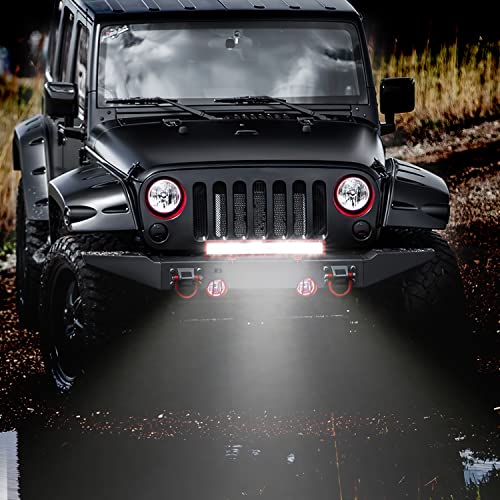 Image of Nilight LED Light Bar 20 Inch with Wiring Kit on Truck SUV UTV, Red Shell