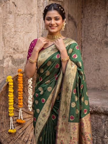 Image of AKHILAM Women's Kanjivaram Pure Soft Silk Saree For Women Saree With Unstitched Blouse Piece |Soft banarasi saree for women|silk saree pure silk