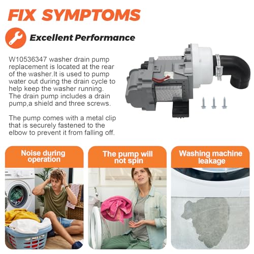 image for 2025 UPGRADED W10536347 W10155921 W10049390 Washer Drain Pump with 3 M