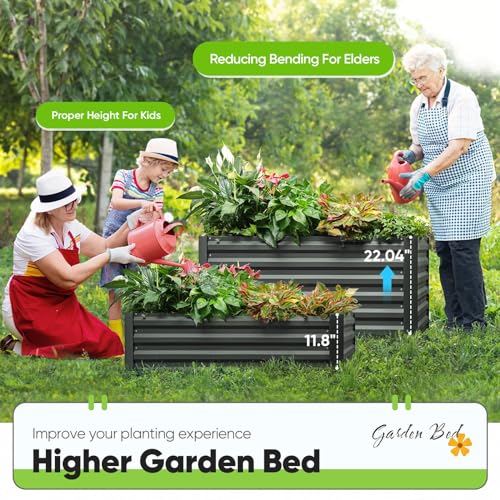 Image of Quictent Raised Garden Bed Galvanized Raised Beds for Gardening Vegetables with Cover 4x3x2 ft Tall Metal Planter Box Outdoor Use (Clear)