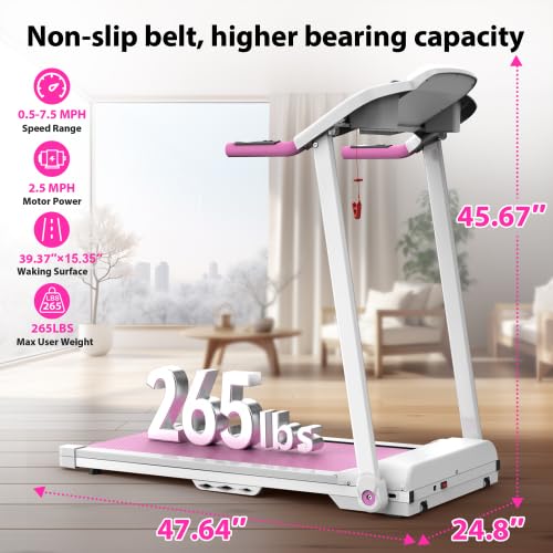 Image of Walking Pad Treadmill Foldable Portable | 2.5HP 265LBS Capacity Quiet Design | Space-Saving Adjustable Incline | Upgraded Features Home Walking Running