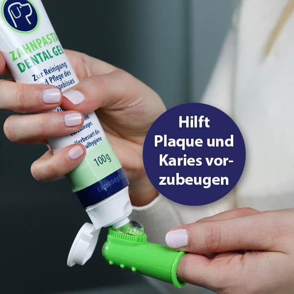 Canosept Zahnpflege-Paket inkl. Dr. Fressnapf Online-Tierarzt Beratung für Hunde - Hundezahnbürste – Hundezahnpasta – Fingerlinge Hunde - Zahnbürste Hund - Hunde Zahnpflege