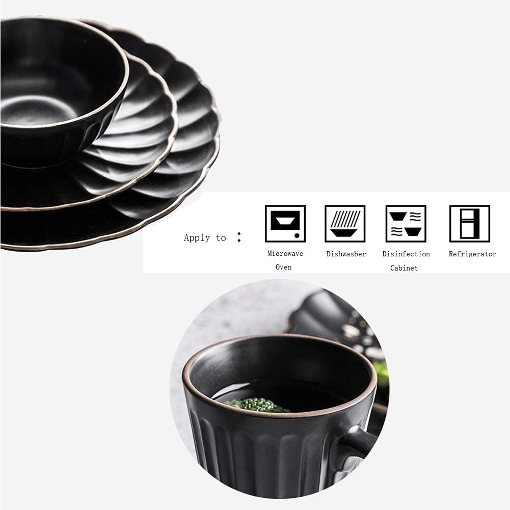 高級食器セット、白磁食器セット、花びら型セラミックプレートとボウル