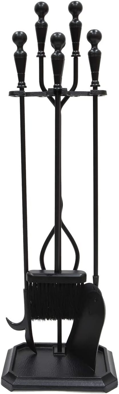Plymouth 5-Piece Fireplace Tool Set, Rectangular Base