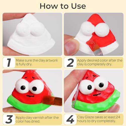 Nicpro 120 ml Glasur, Klarlack Glänzend, Air Dry Clay Glaze für Töpferwaren, lufttrocknender Ton, Acrylfarbe, wasserfest, schützt Tonskulpturen vor Kratzern, Rissen und Abnutzung