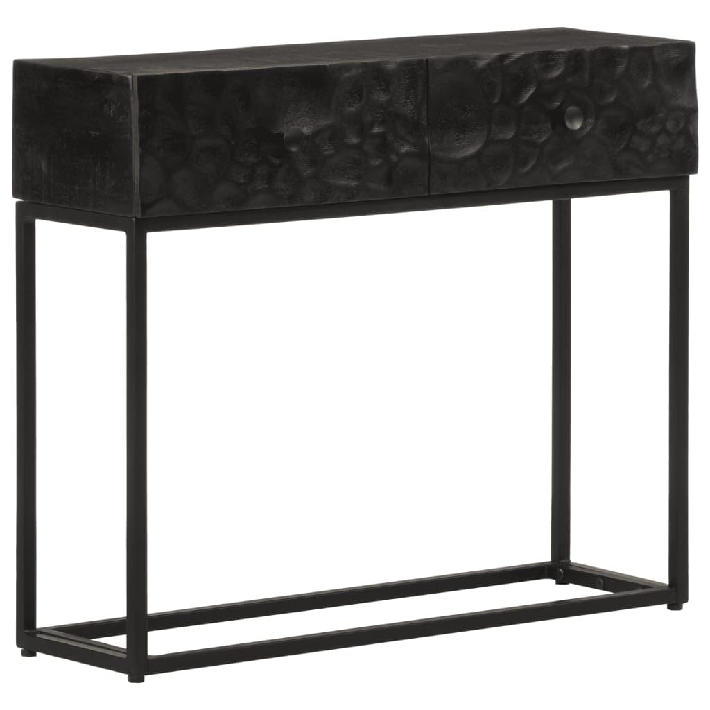 Table console en bois de manguier massif et fer d'artisanat