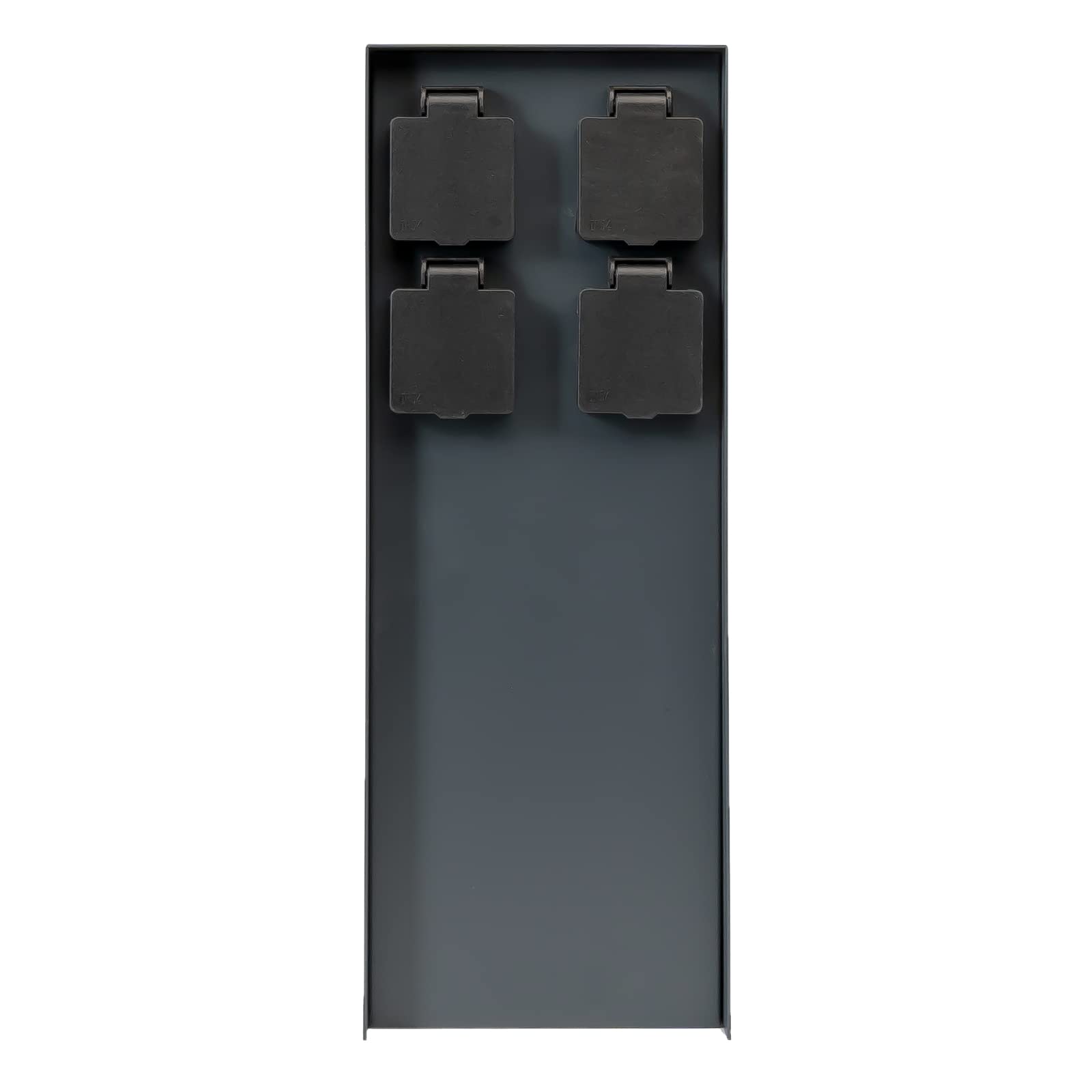 Grafner Edelstahl Design Gartensteckdose mit 4 Steckdosen, IP44, eckig, anthrazit, KEIN ROST – Pulver-Beschichtung, klein und schmal, Energiesäule Mehrfach Metall Außen Steckdose 4-Fach schwarz