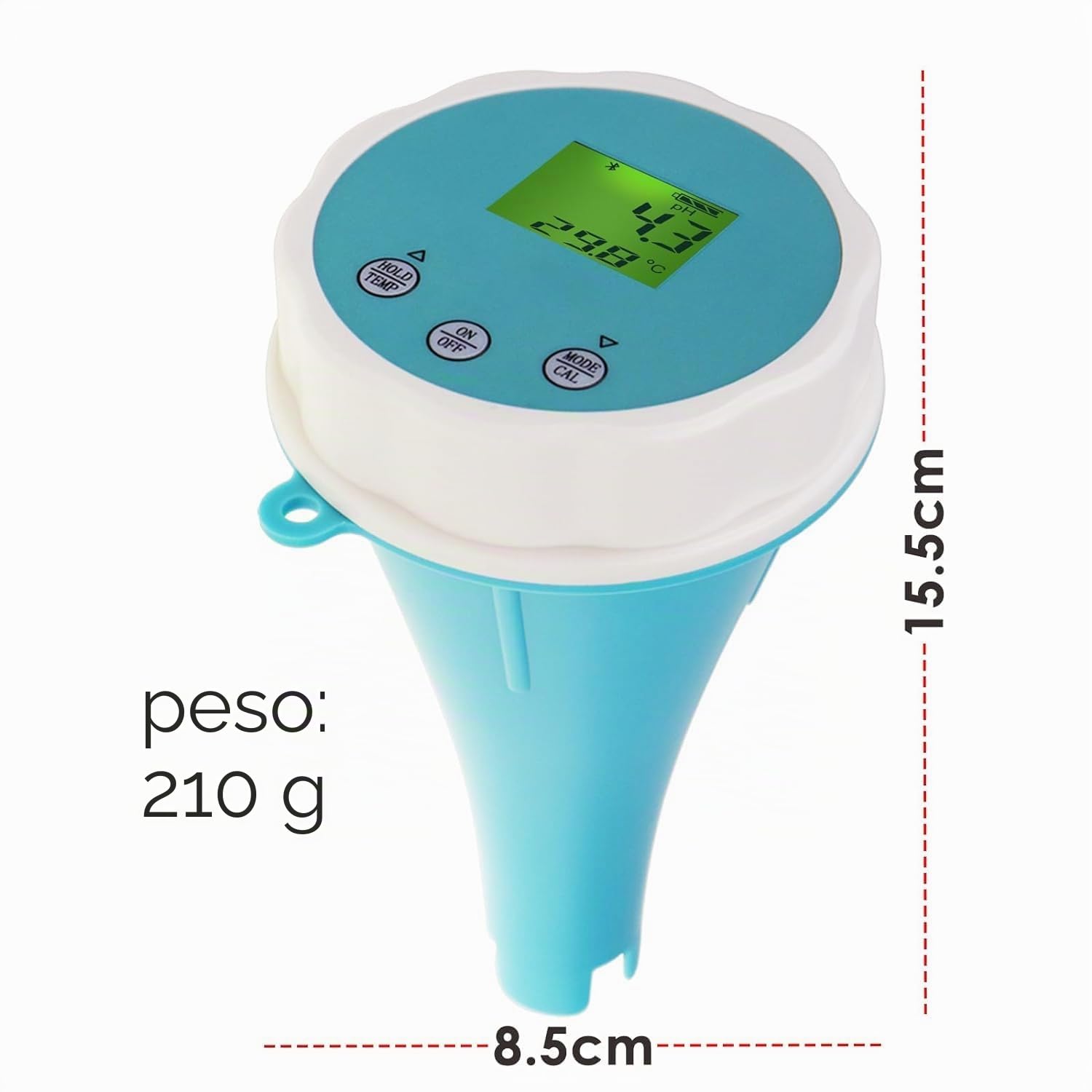 Probador inteligente de agua: Monitor flotante Bluetooth 6 en 1 para piscinas, spas y cultivos hidropónicos - medición de pH, EC, ORP, cloro, salinidad y temperatura