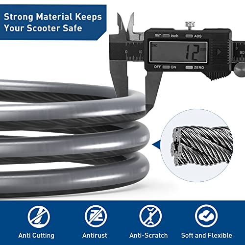 Image of Hiboy Bike Lock, 3.3 Feet Bike Cable Locks, Resettable 4-Digit Combination Lock, Bike Locks Heavy Duty Anti Theft