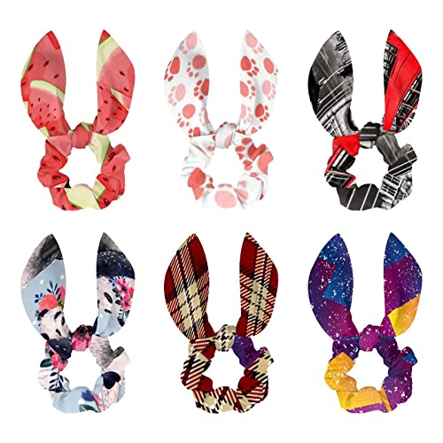 Chouchous en satin pour cheveux longs élastique nœud papillon oreilles de lapin bleu rouge