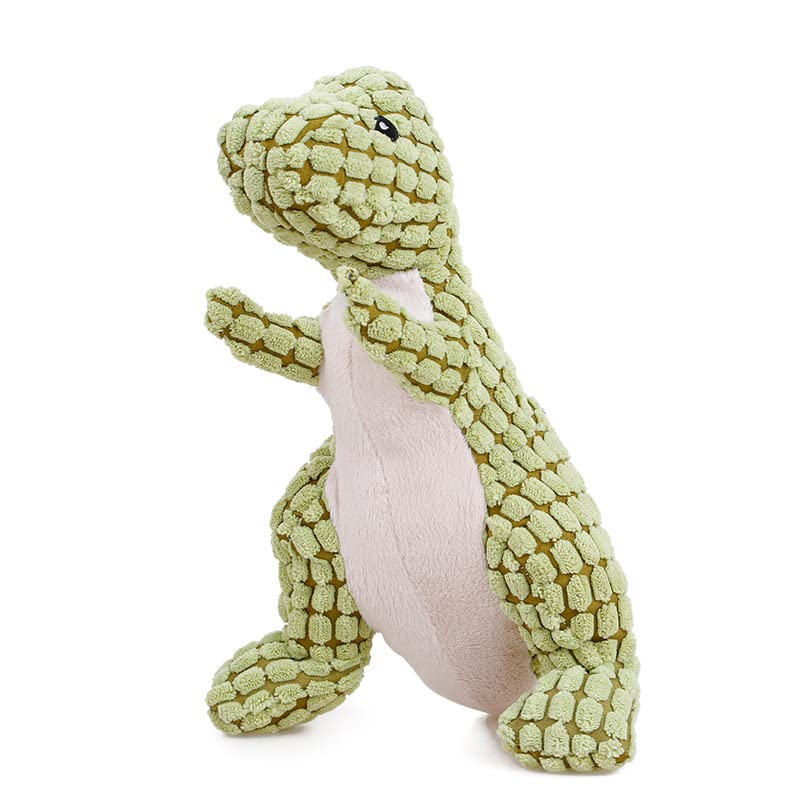 Pet Squeaky Toys, Durable Plush Dog Toy Squeak Chew Toys,Various Animals Shapes Training Squeaky Toys for Puppy Small Dogs Medium Large Dogs (Green Dinosaurs)