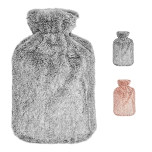 Wärmflasche, 2L Wärmflaschen mit Weichem Bezug - Wärmeflasche Auslaufsicher - Flauschig Bettflasche Handwärmer für Kinder & Erwachsene Hand-Fußwärmer, Menstruationsbeschwerden Schmerzlinderung (Grau) Wärmflasche, 2L Wärmflaschen mit Weichem Bezug - Wärmeflasche Auslaufsicher - Flauschig Bettflasche Handwärmer für Kinder & Erwachsene Hand-Fußwärmer, Menstruationsbeschwerden Schmerzlinderung (Grau)
