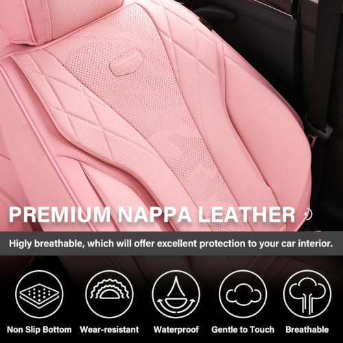 Image of Coverado Seat Covers, Auto Seat Covers 5 Seats, Pink Driver Seat Covers, Waterproof Car Seat Cushion Protector Universal Fit for Most Cars SUV Trucks