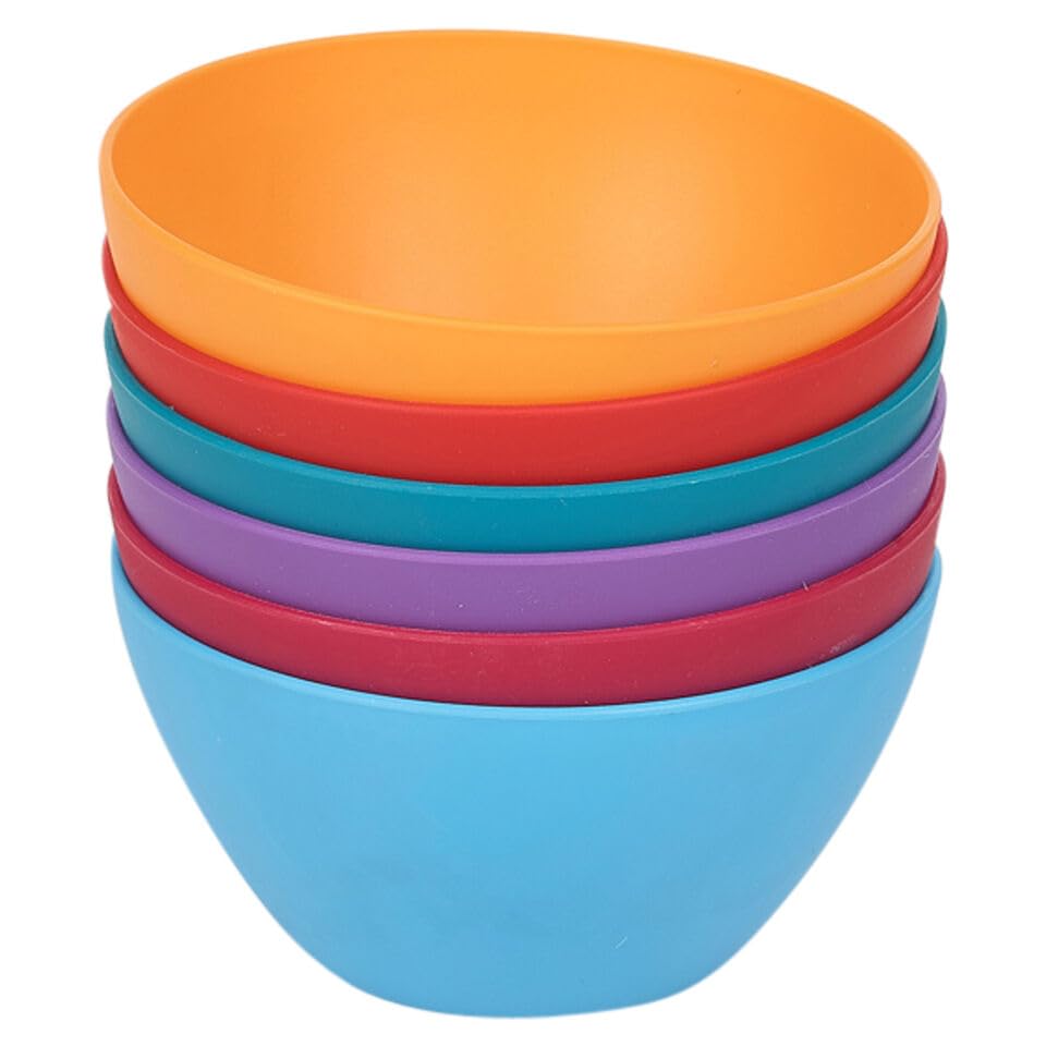 URBNLIVING 6X Small Deep Round Reusable Solid Colour Plastic Dinner Bowls