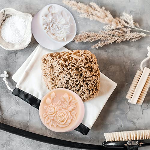 2Pcs Round Flower Soap Molds For Soap Making, Rose Resin Candle Mold Silicone, Bath Bombs Lotion Bar Silicone Mold, 3D Mold For Soap Candle Beeswax Making, Handmade Cake Chocolate Biscuit Ice Pudding #TOP4