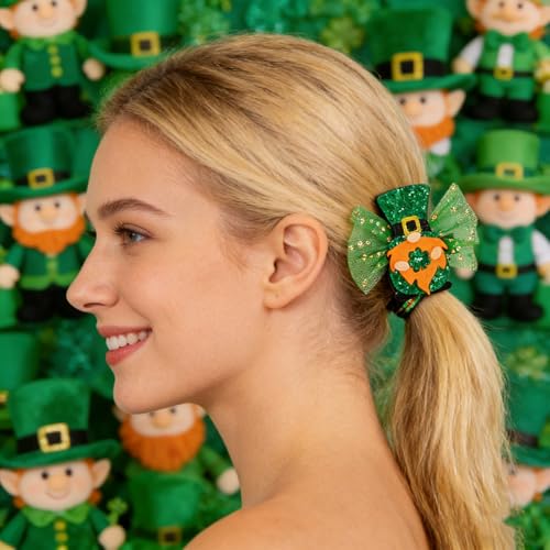 Pinzas para cabello verde con trébol brillo 2 piezas miniatura 4