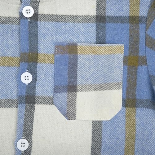Image of Boys Girls Flannel Shirts Plaid Hoodies Fall Fashion Button Down Shirts | Long Sleeve Shirts Hooded Lightweight Jacket, Perfect for School Mornings, Leaf Piles,Camping, Bonfires, Weekend Adventures
