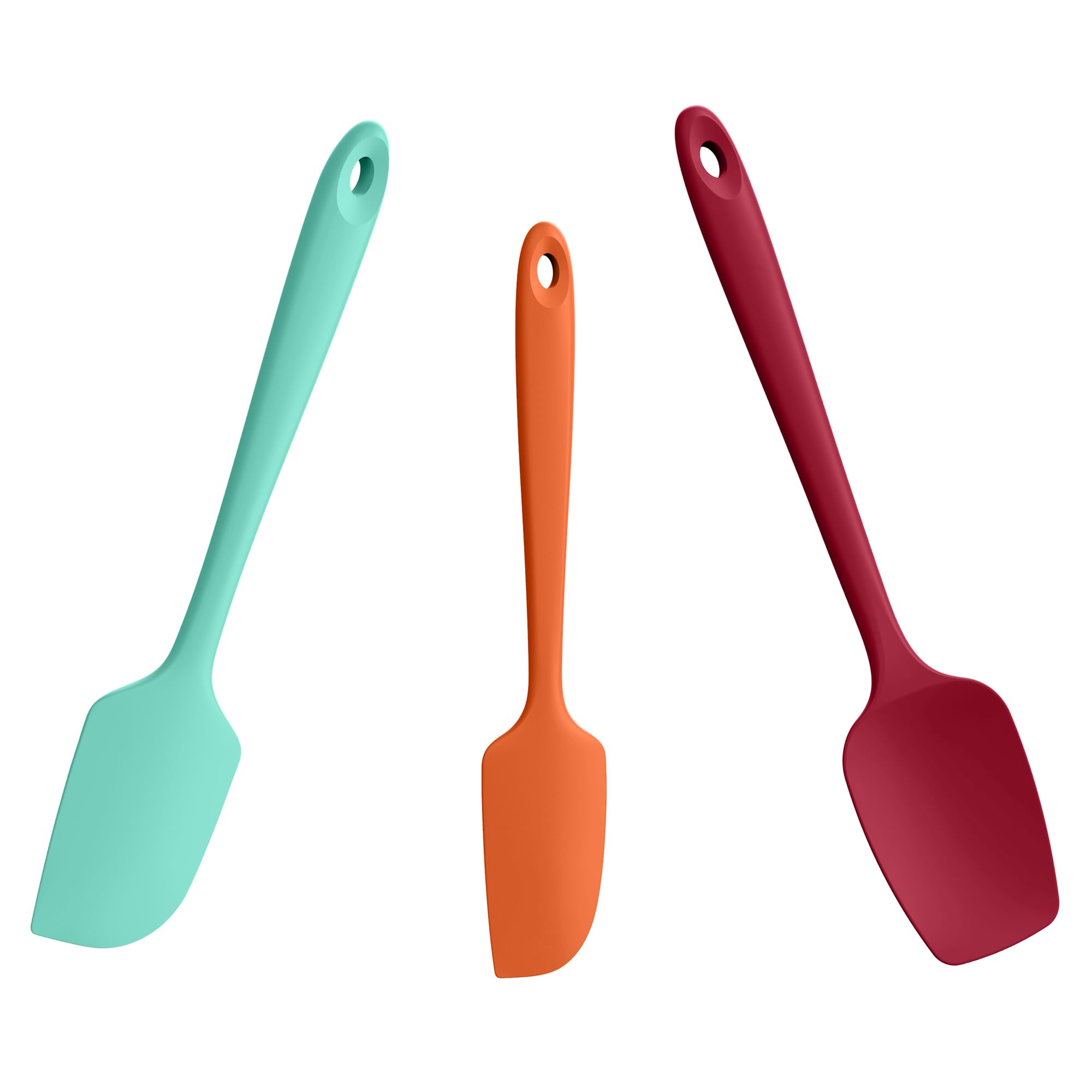 Doosu Silicone Spatula Scrapers Set of 3, 315℃ Heat Resistant Food Grade Rubber Baking Cooking Spoon Spatula Non-Stick Kitchen Utensils for Mixing Scraping Stirring Serving Folding (Multicolors4)