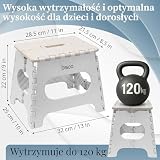 Bisoo SkładanyTaboret dla Dzieci – Antypoślizgowy Stopień Stołek do Toalety łazienki i Kuchni – Składany Przenośny i Poręczny Podnóżek Dziecięcy - 22 cm (Śmietana)