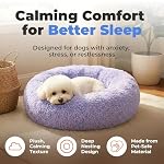 Best Pet Supplies Round Calming Dog Bed for Small, Medium & Large Dogs, Plush Donut Cuddler Pet Bed w/Raised Rim for Head, Neck Support, Anti-Slip Bottom Washable Bed - Lavender, 27 x 27 x 7.5 - Image 2