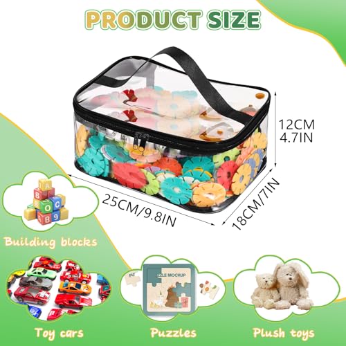 6 Packs Clear Toy Storage Bags, PVC Waterproof Toy Organizer with Zip Reusable Bags for Building Blocks, Board Game, Puzzles — view 2