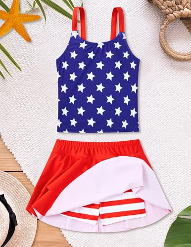 Image of ALISISTER Girls Tankini Swimsuit Two Piece Bathing Suits Summer Beach Swimwear with Shorts for 7-12 Years