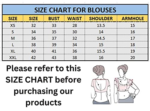 Image of Women's Pure Cotton Blouse with U-Neck & Short Sleeve, Readymade Saree Blouse for Girls & Women, Solid Stretchable Comfy Stylish Ethnic Design - Sizes: 32 /34 / 36 /38 / 40 /42