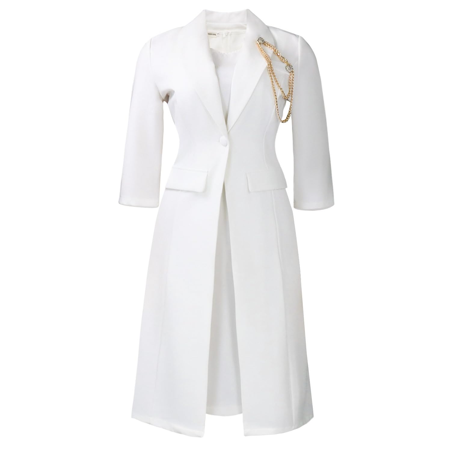 Ensemble Tailleur-Pantalon Élégant Pour Femme Composé D'Un Blazer Long Et D'Une Robe Midi Tenue Deux Pièces Idéale Pour Le Bureau Les Mariages Et Les Soirées Formelles