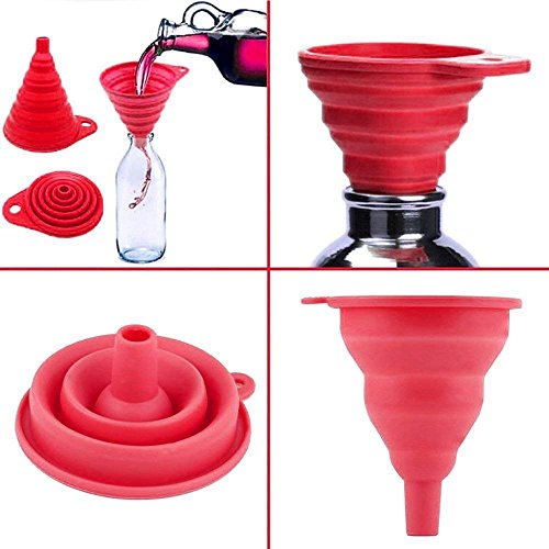 JS Shopee 100% Food Grade Silicone Collapsible Funnel,Funnel for Liquid Transfer As Oil,Water,Essential Oil,Shampoo,Sanitizer,Kitchen Tool Gadget