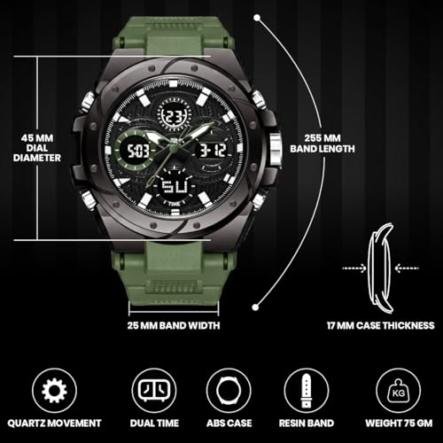 Image of V2A Stryke-VOLTRIX 5130 Analog-Digital Sports Watch for Men | Layered Dial Design | Bold Urban Performance Watch with 50M Water Resistance, Alarm, Stopwatch, Day-Date & Backlight