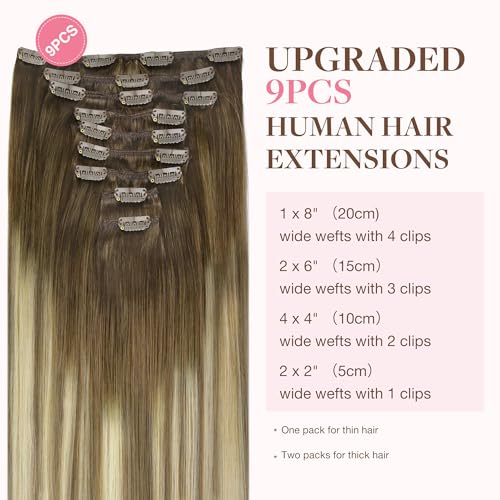 Image of GOO GOO Clip in Hair Extensions Real Human Hair Balayage Remy Extensions