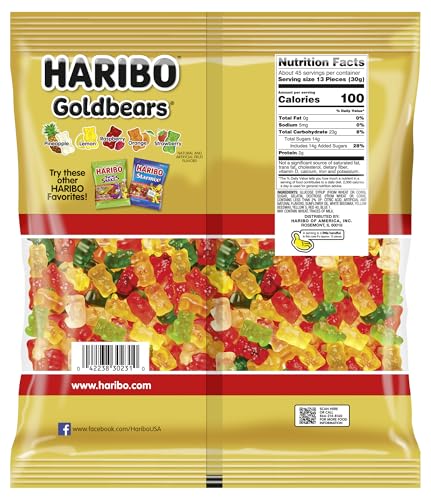 HARIBO Goldbears, Gummi Candy, 3 lb Bag, Assorted Flavors