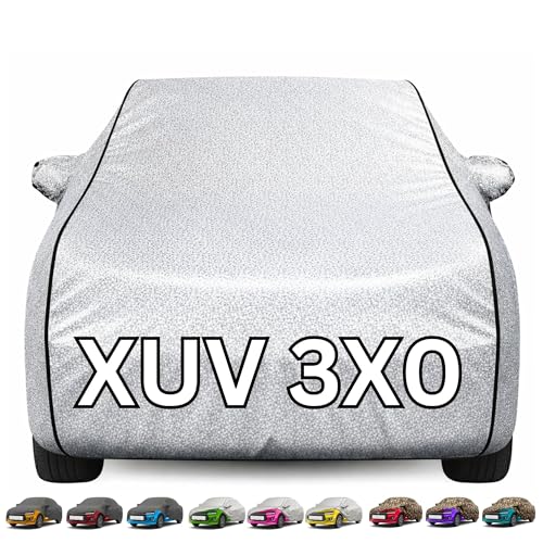 Image of Kayme Premium Silver XUV3xo Car Cover Waterproof for (All Models & Variants - Petrol, Diesel, CNG & EV) |Speacially Custom Fit with Mirror Pockets |All-Weather Protection - Outdoor Car Body Cover