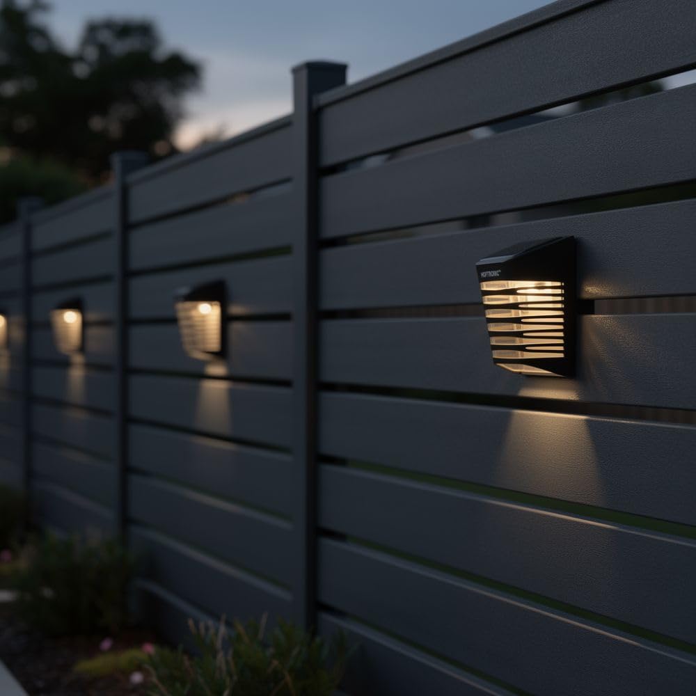 HOFTRONIC - Lot de 4 lampes solaires extérieures murales avec interrupteur crépusculaire Dono 3000K blanc chaud Lampes solaires extérieures mur 120x90x52,5mm (LxlxH) IP65 lanterne étanche noire