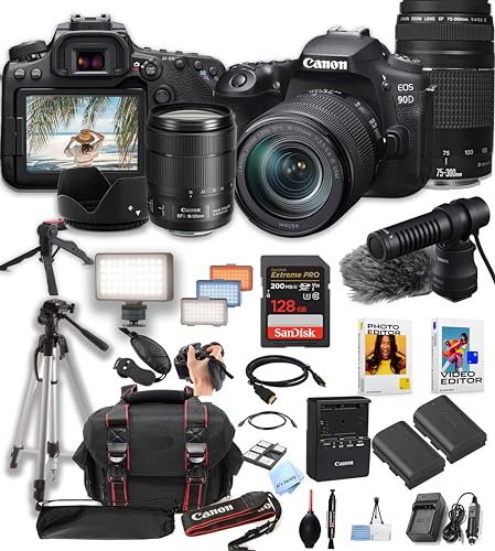 Cámara DSLR Canon EOS 90D con Lentes y Accesorios miniatura 1
