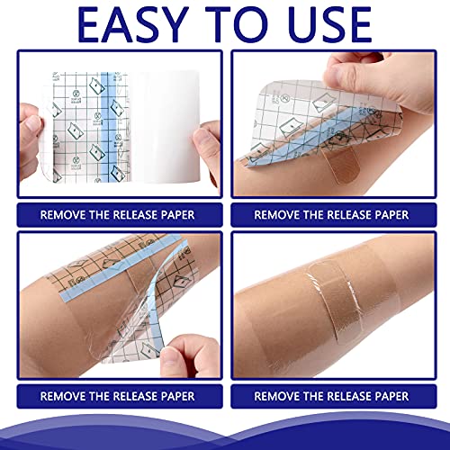 Image of Nuanchu 60 Pcs Tattoo Bandage Waterproof Adhesive Plastic Skin Cover | Transparent Bandage Tape Tattoo Protection Film Bandages Supplies 2 Sizes, 3.9 x 5.1 inch and 5.9 x 7.7 inch