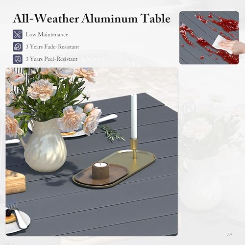 Image of PURPLE LEAF 9 Pieces Patio Dining Set with Storage Box Wicker Outdoor Furniture Rectangular Table and Chairs Set for Garden Deck Backyard Kitchen, Cushions and Pillows Included Grey