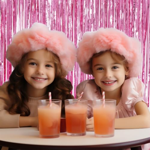 Image of DECOCKRAT 3 Pack Foil Fringe Backdrop - Pink Shiny Tinsel Curtains for Party Decoration /Photo Booth Props - 3.3x8.2 FT Metallic Foil Backdrop for Birthday, Wedding, Graduation, Christmas.