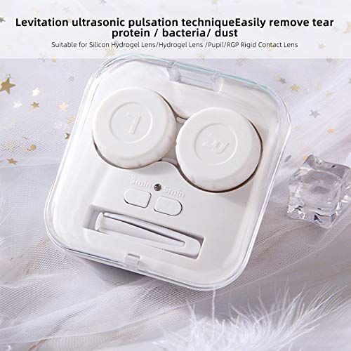 Portable Contact Lens Cleaner,Automatic Cleaning Machine with USB Charging Cable and Independent Cleaning Box,Faster Cleaning for Contact Lens. (White)