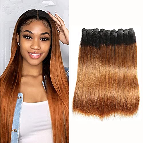 Ombre Bundles 1b/30 Human Hair Bundles Brown Two Tone Human Hair Bundles 1b 30 Straight Human Virgin Hair Extensions Honey Brown Human Hair Weave 16 18 20 Inch