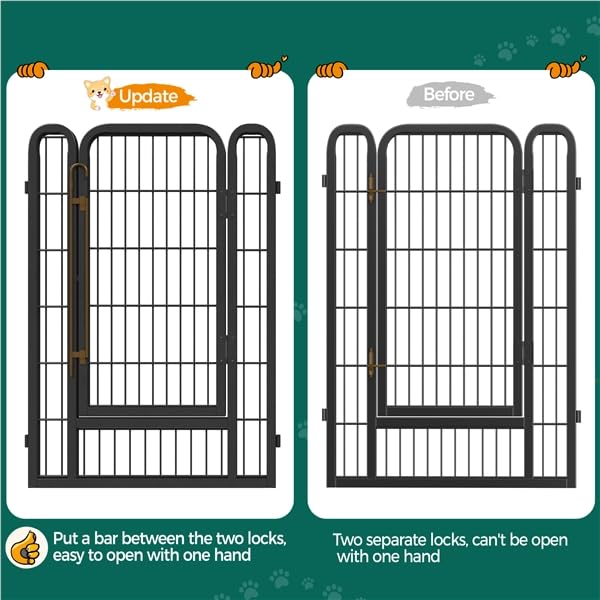 Recinti per Cani Gatti da Interni ed Esterni per Cuccioli Conigli Recinzione in Metallo Pieghevole Box Portatile per Cani Nera 8 pz 68 x 100 cm