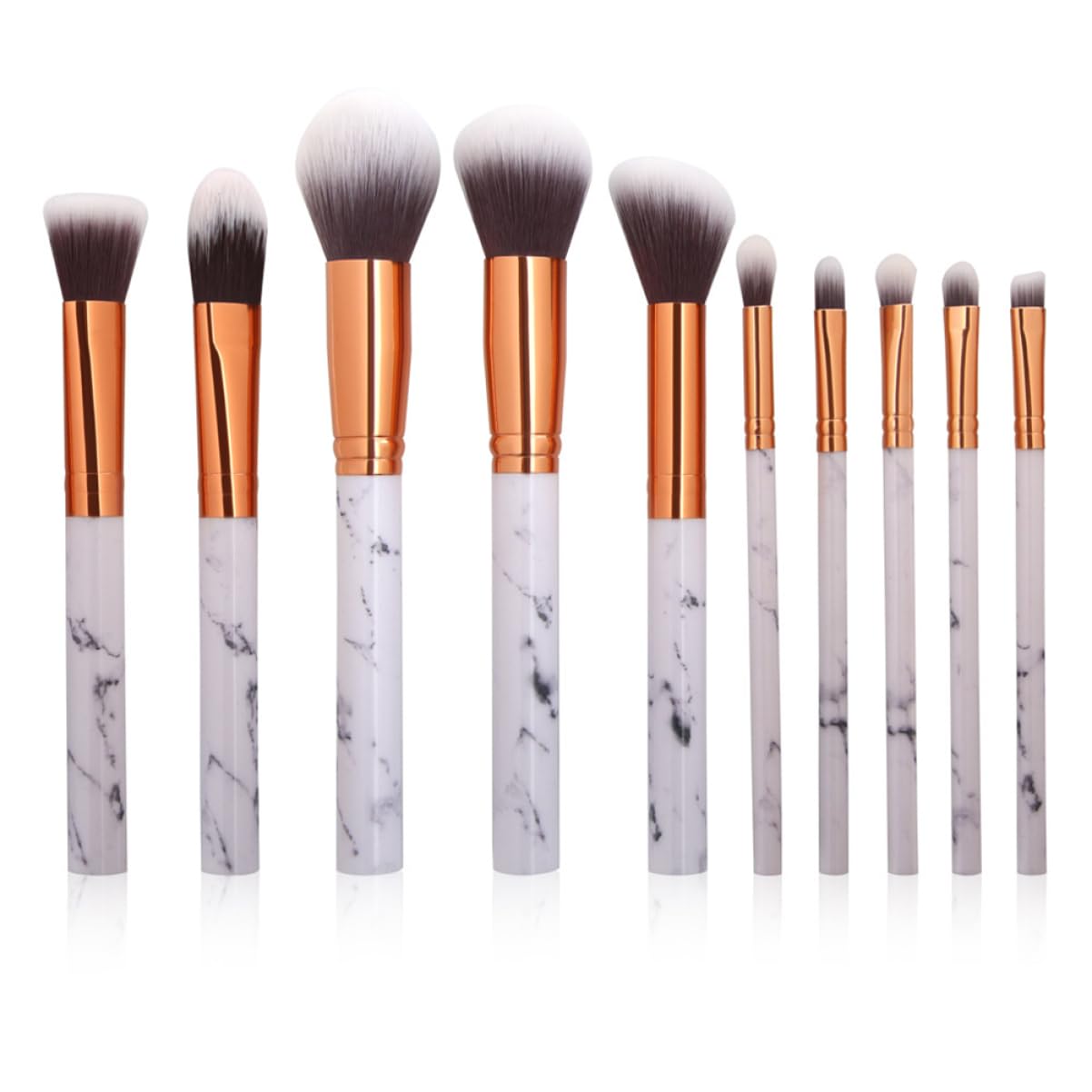 Housoutil Lot De 3 Pinceaux De Maquillage De Luxe En Marbre Poils Synthétiques Doux Pour Fond De Teint Blush Sourcils Eye-liner Anti- 10 Pièces X 3