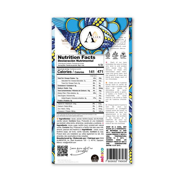 Mil534 | Pack of 3 Dark Chocolate Bars 70% COCOA WITH SMOKED SALT (90 g each) | Artisan Chocolate with Sustainable Mexican Cocoa | Vegan and Gluten Free